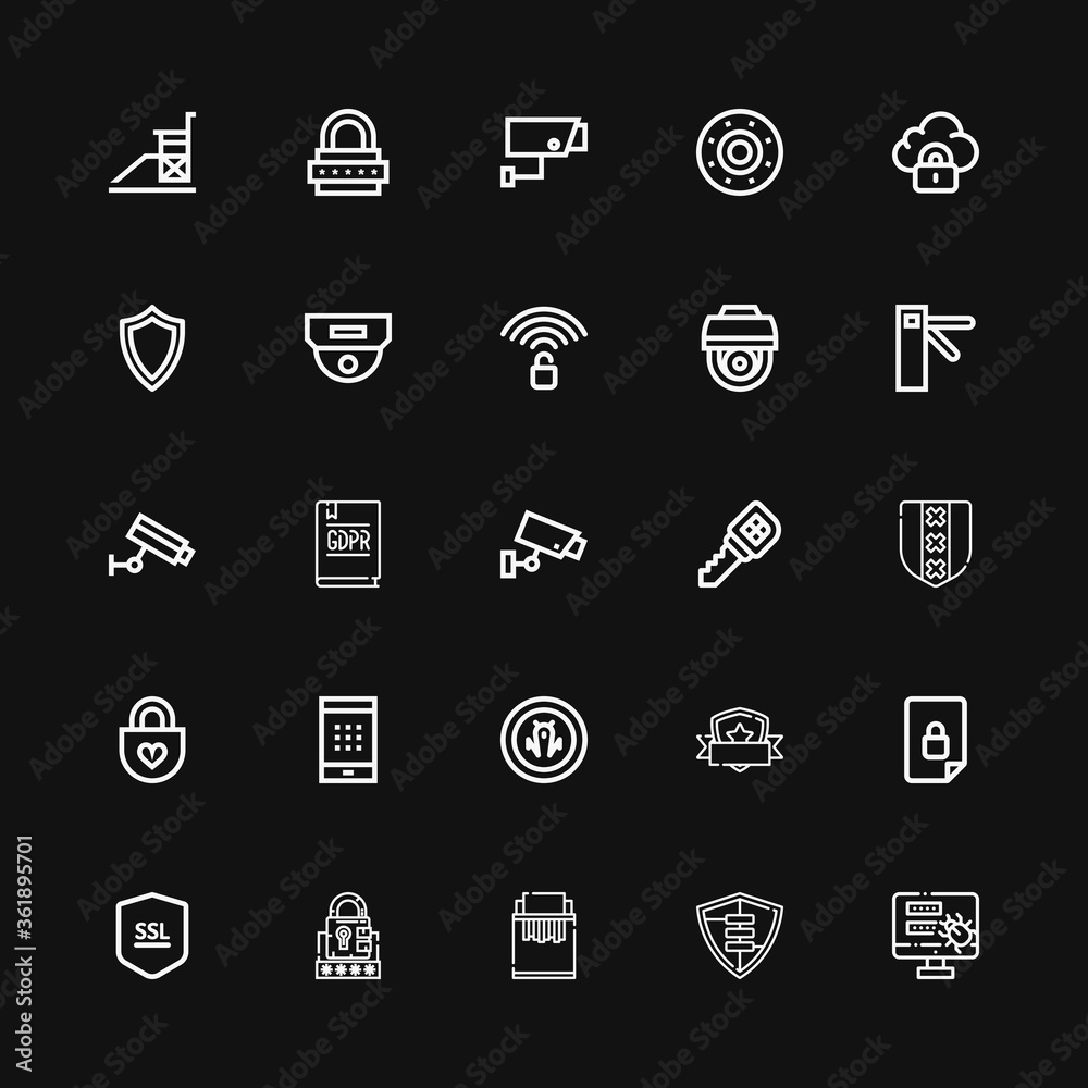 Editable 25 privacy icons for web and mobile