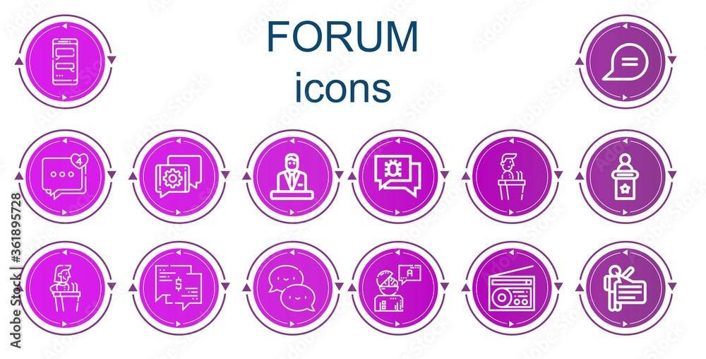 Editable 14 forum icons for web and mobile Editable 14 forum icons for web and mobile