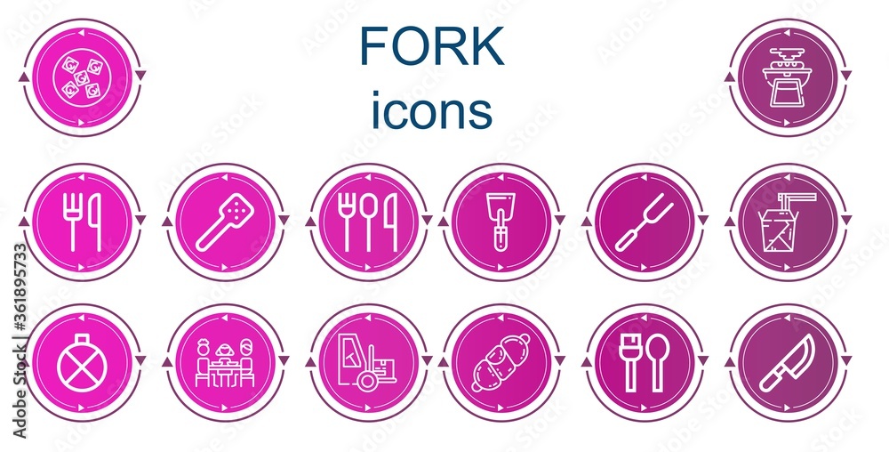 Editable 14 fork icons for web and mobile Editable 14 fork icons for web and mobile