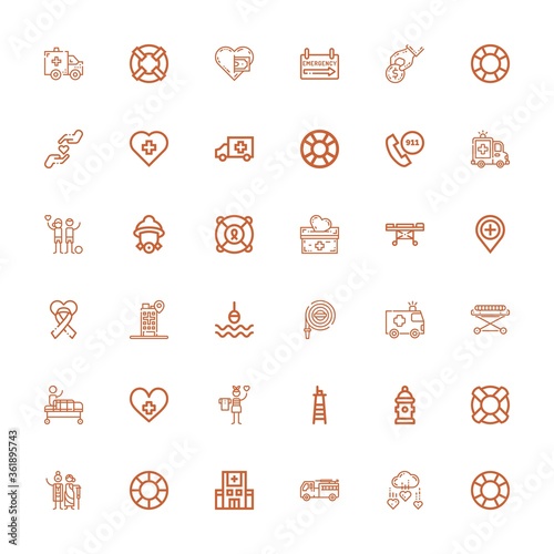 Editable 36 rescue icons for web and mobile