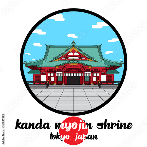 Circle Icon Kanda Myojin Shrine. vector illustration
