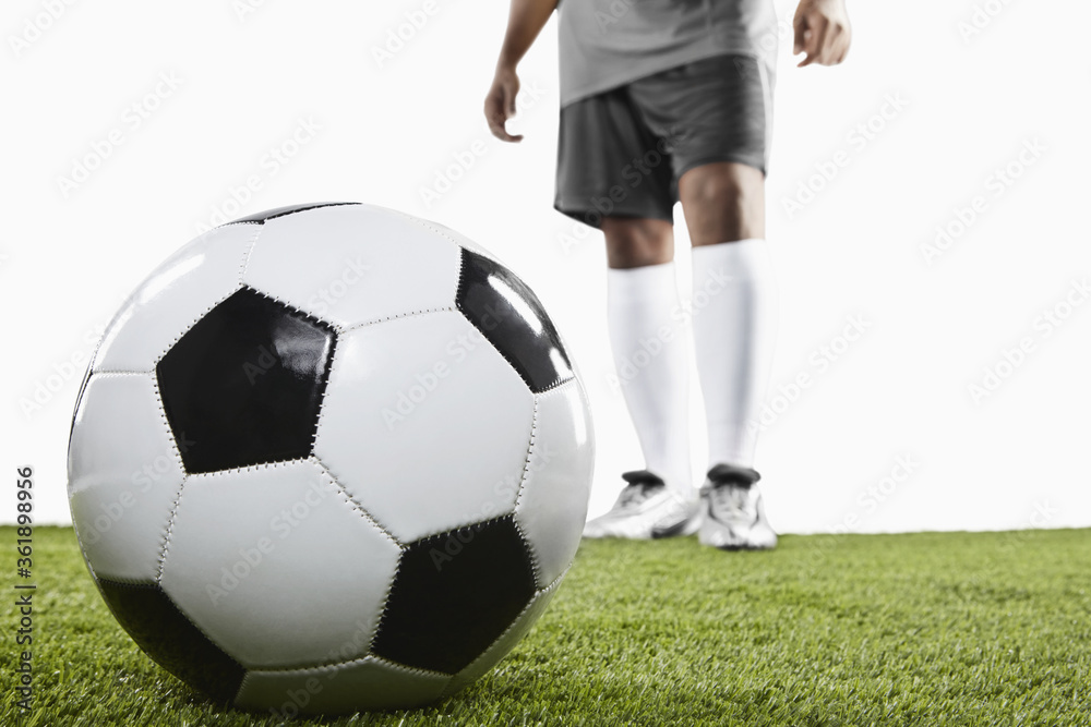 A soccer player ready for freekick