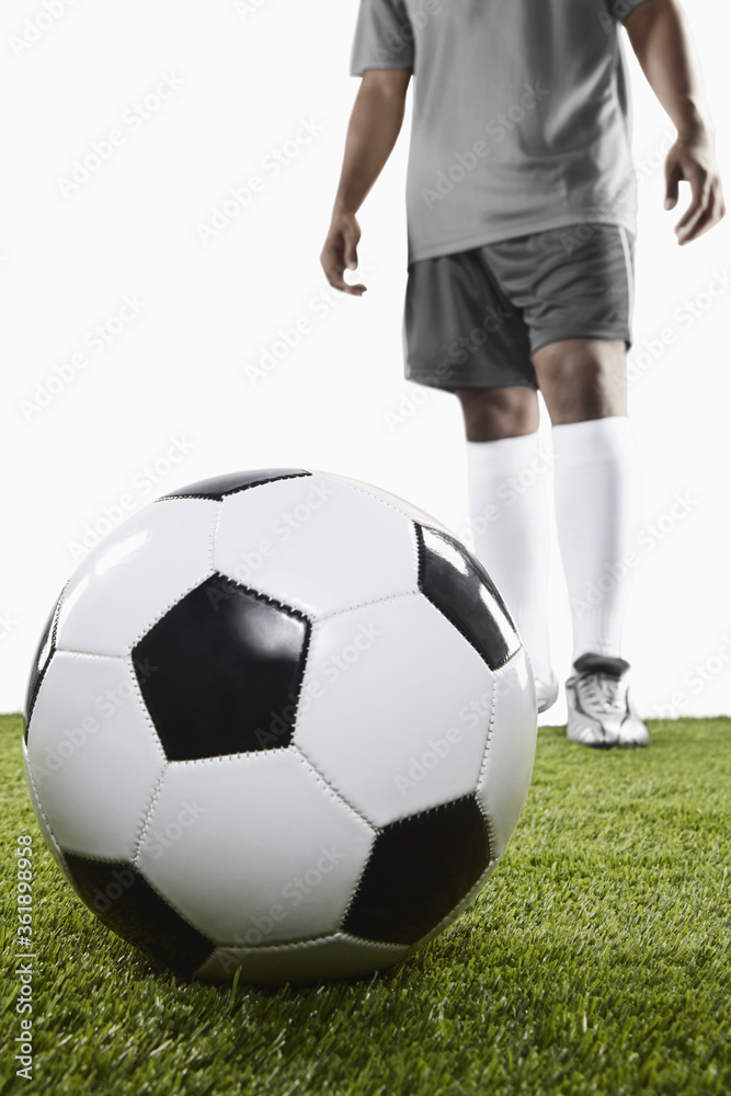 A soccer player ready for freekick