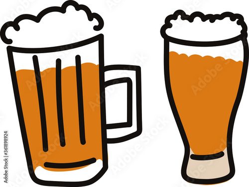 ビールの手描きイラスト