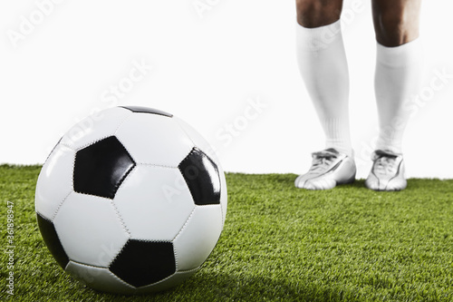 A soccer player ready for freekick
