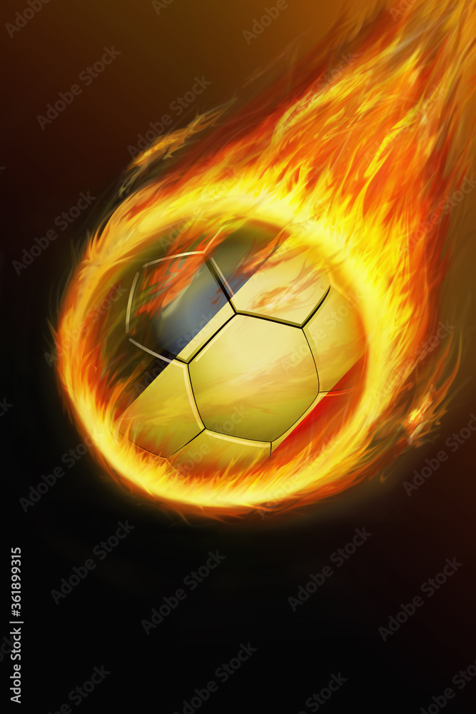 Fototapeta premium Flaming Belgium soccer ball