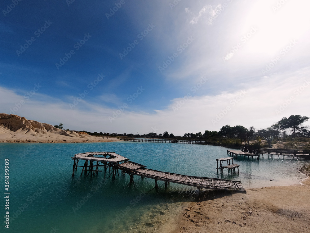 Wide angle view of blue lake at Bintan, Indonesia