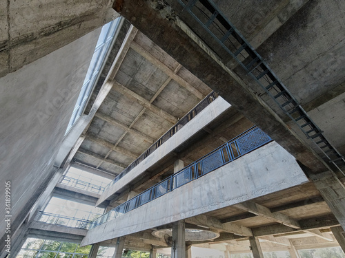 Wide angle view of concrete in construction