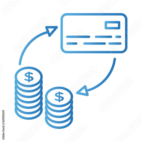 credit card with coins payment online gradient style