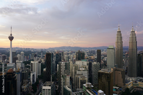 Canvas Print Kuala Lumpur city skyline during sunset