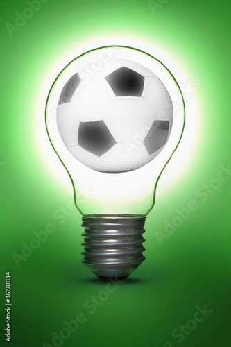 Soccer ball in a lightbulb