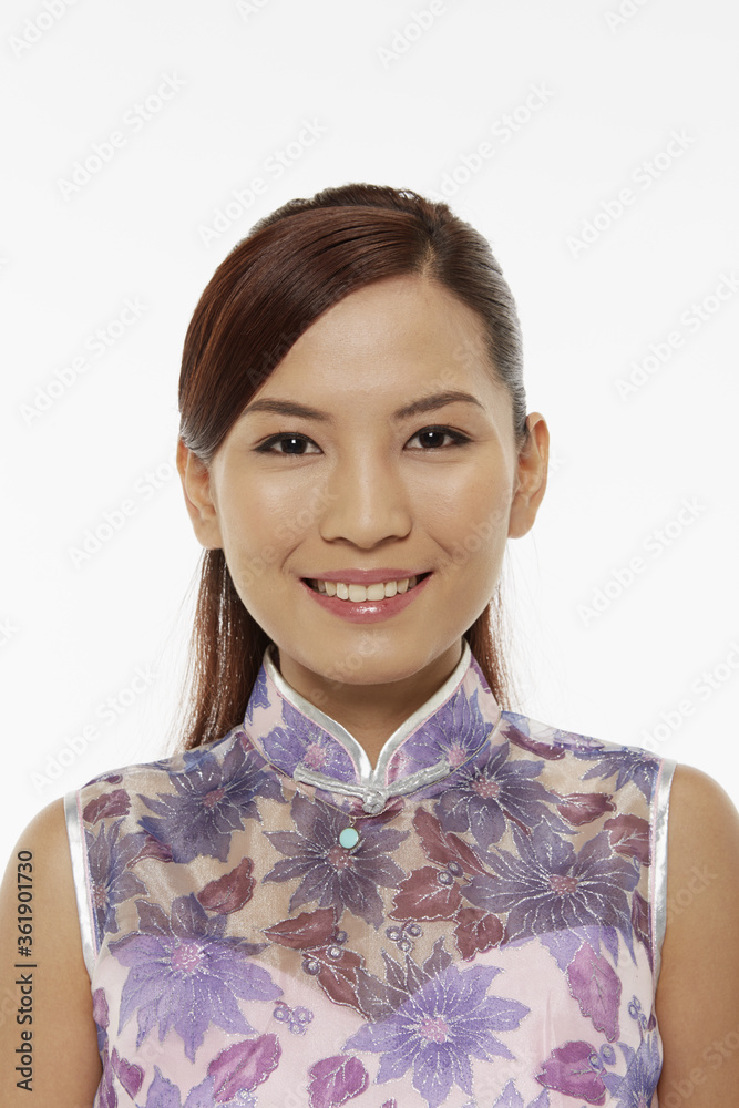 Woman in traditional clothing smiling Woman in traditional clothing smiling