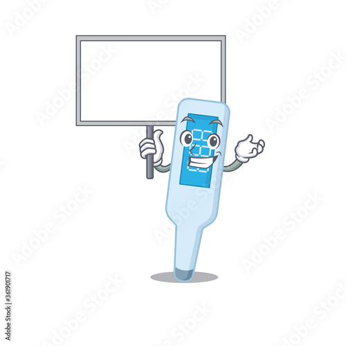 sweet Mascot design of digital thermometer bring a board