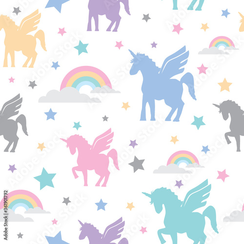 pattern 12 unicorns with rainbows and heart ornament
