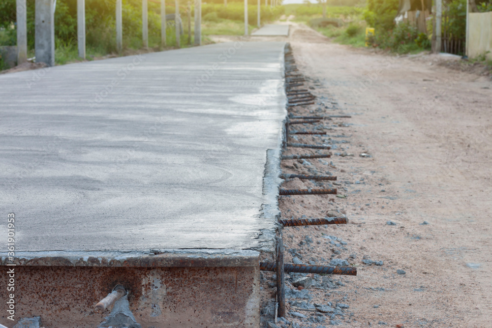 Concrete road construction in rural areas.
