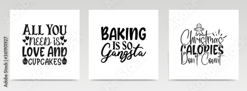 Pot holder quotes letter typography set illustration.