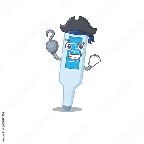 one hook hands Pirate character digital thermometer cartoon design