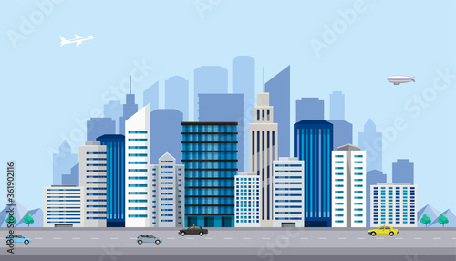 Stock illustration: urban buildings, big city, town photo