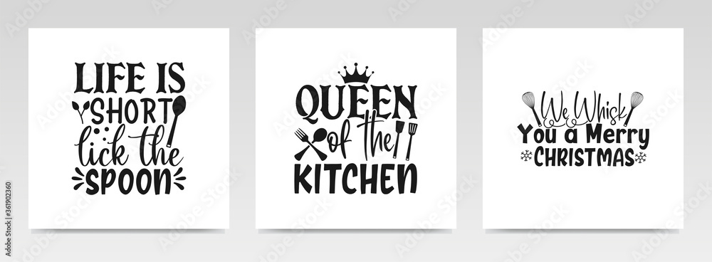 Pot holder quotes letter typography set illustration.