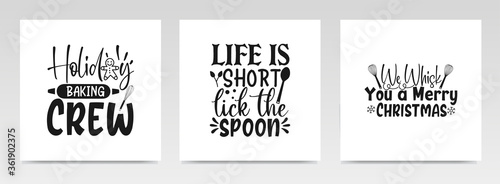 Pot holder quotes letter typography set illustration.