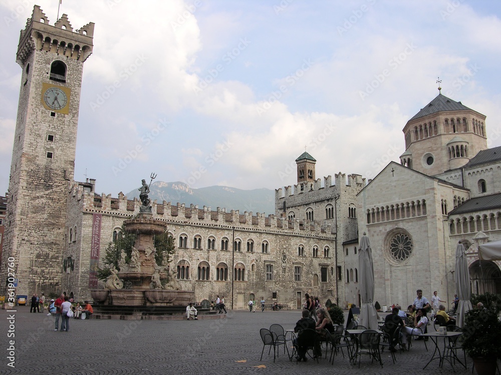 Fototapeta premium Trento, Italy, Piazza Duomo with Palazzo Pretorio and Civic Tower