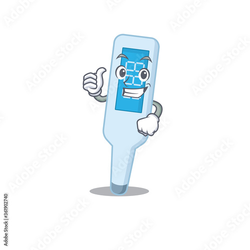 digital thermometer cartoon picture design showing OK finger pose