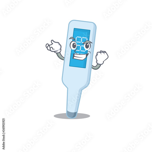 A caricature design concept of digital thermometer with happy face
