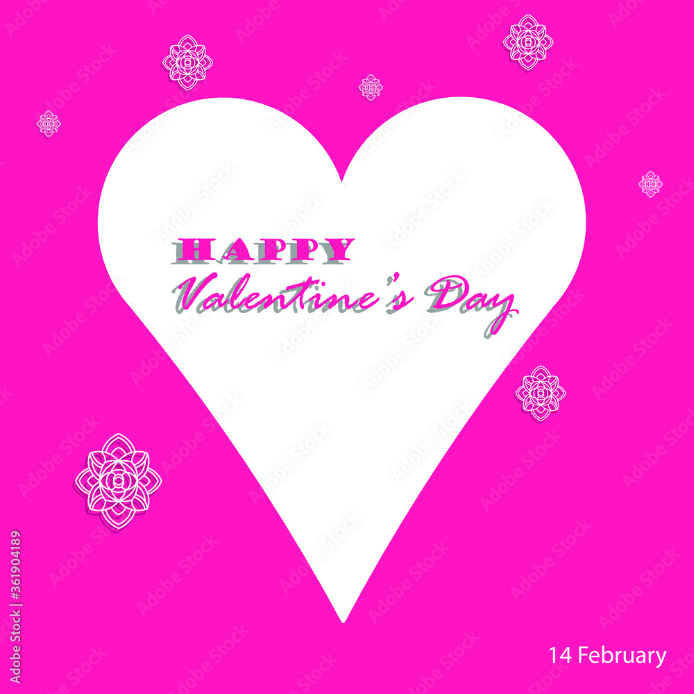 The Valentine's day wallpaper . Valentine with pink purple white background concept. Flat lay, top view