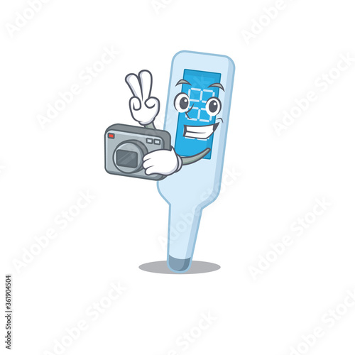 a proficient photographer digital thermometer cartoon design concept working with camera
