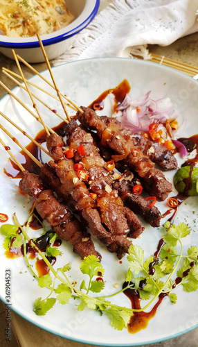 Close up shot of a Indonesian traditional food culture satay