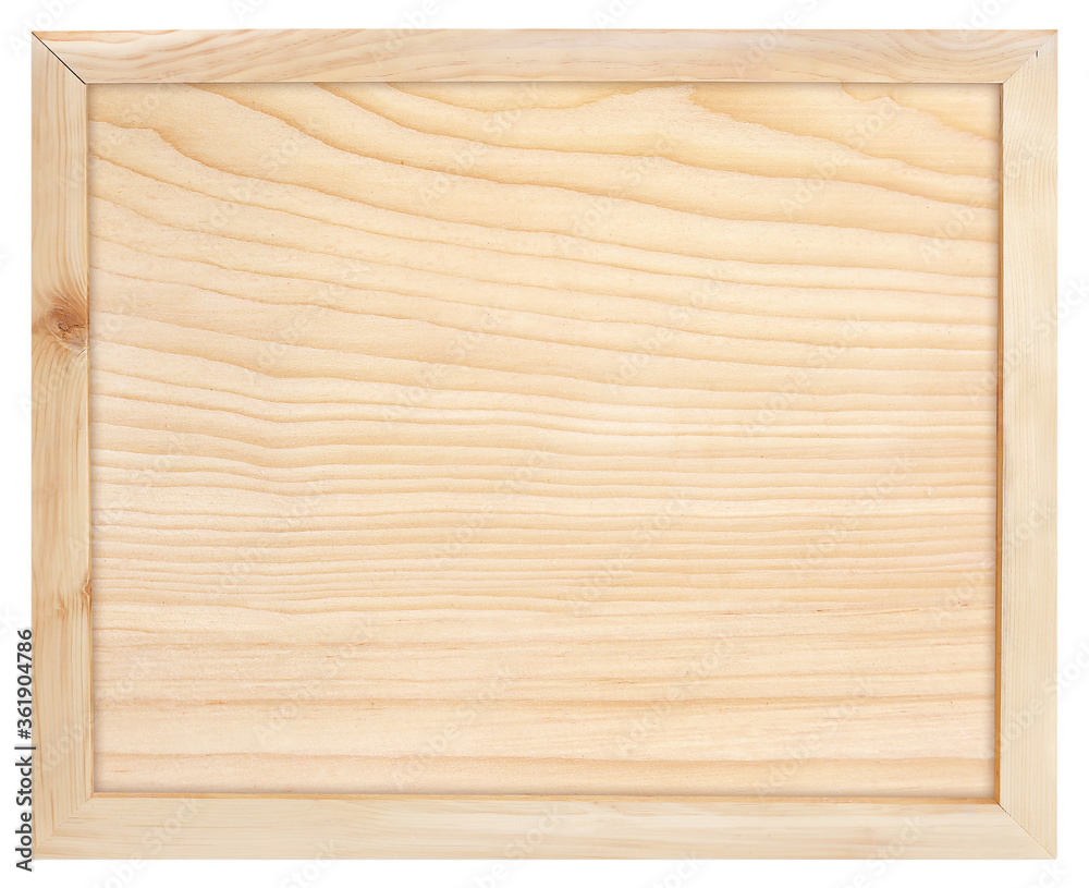 Naklejka premium Wooden wall texture, Wood frame panel isolated on white background with clipping path