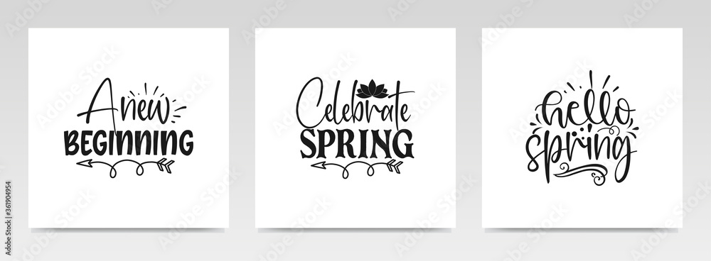 Fototapeta premium Spring quotes letter typography set illustration.
