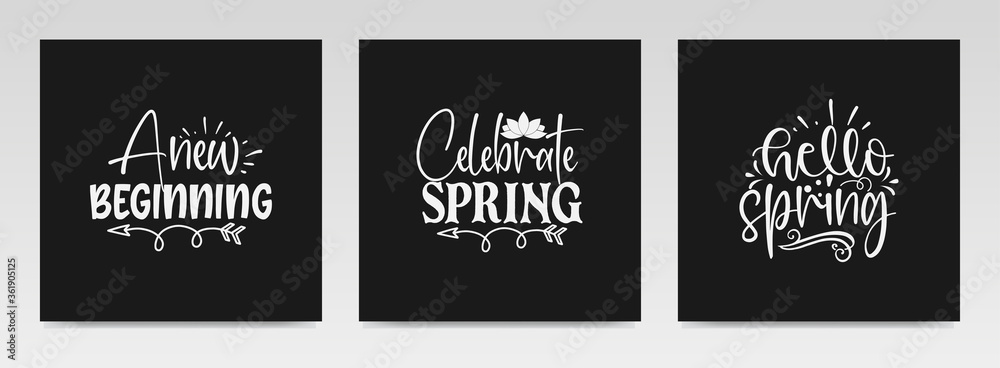 Spring quotes letter typography set illustration. Spring quotes letter typography set illustration.