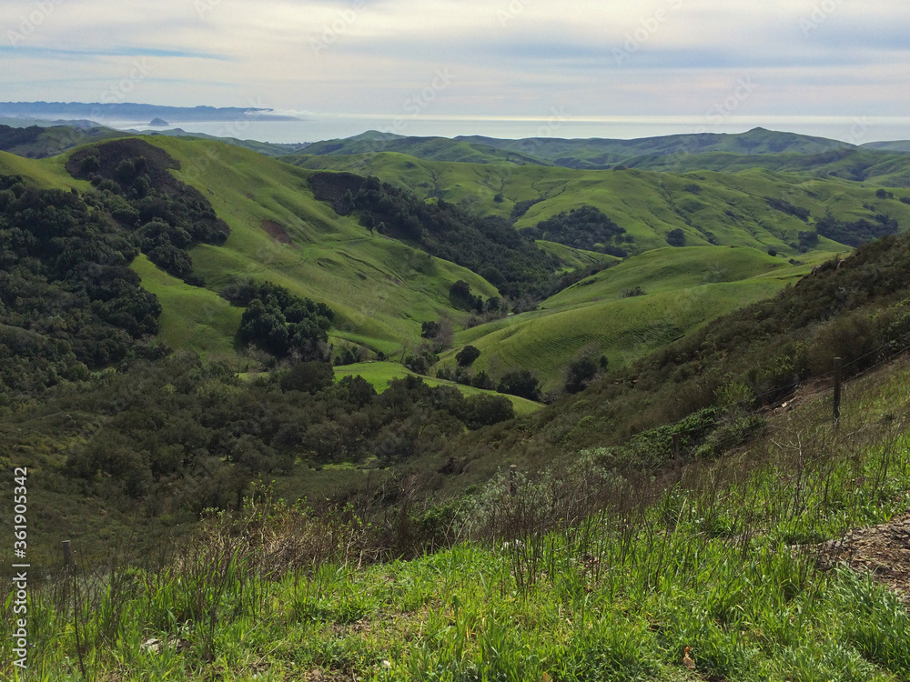 view of California valley and ocean