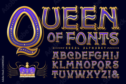 Queen of Fonts is a Regal Antique-Styled Alphabet; The Ornate Detailing is Suggestive of Medieval or Renaissance Europe
