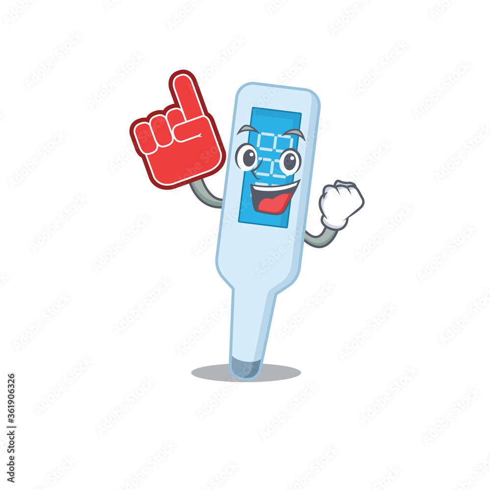 digital thermometer in cartoon picture design with Foam finger digital thermometer in cartoon picture design with Foam finger