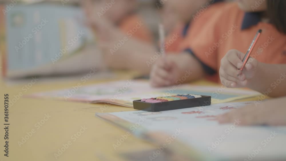 Kids are studying in classroom at kindergarten Kids are studying in classroom at kindergarten