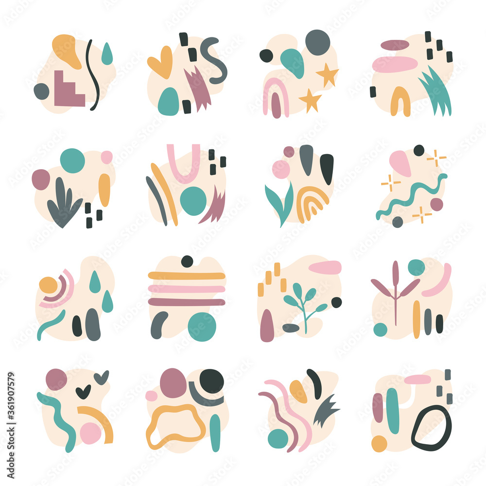 bundle of contemporary arts works set icons bundle of contemporary arts works set icons