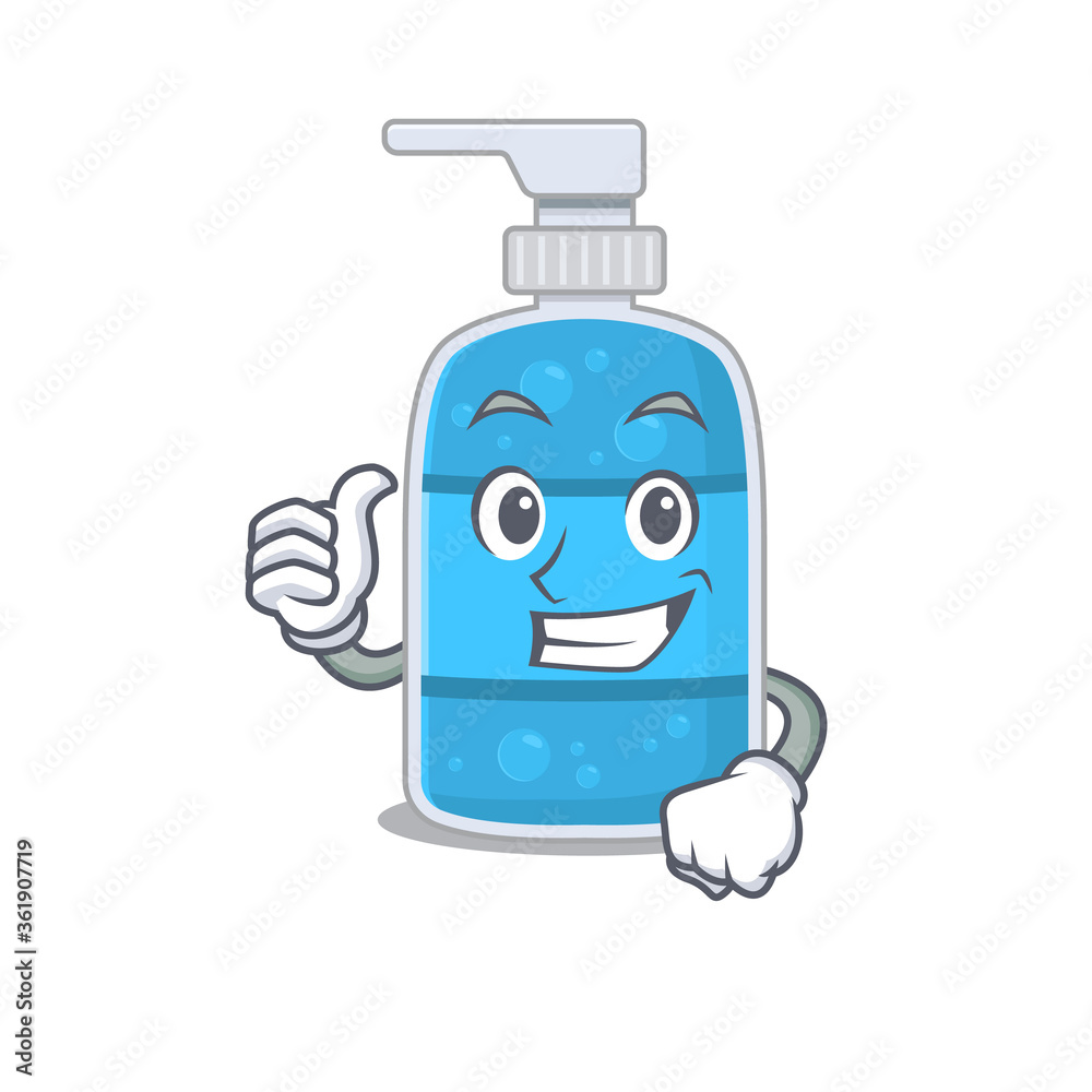 Hand wash gel cartoon character design showing OK finger Stock-Vektorgrafik  | Adobe Stock