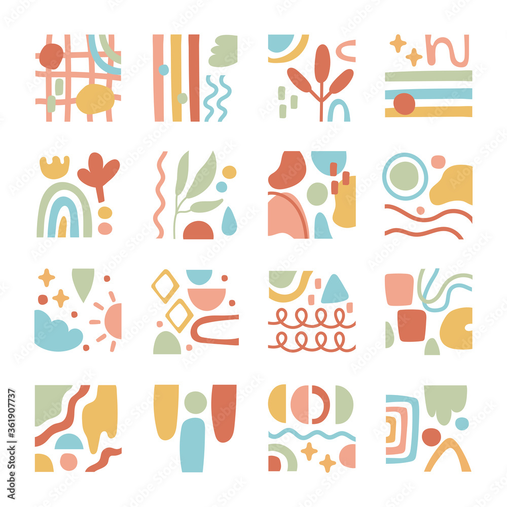 bundle of contemporary arts works set icons