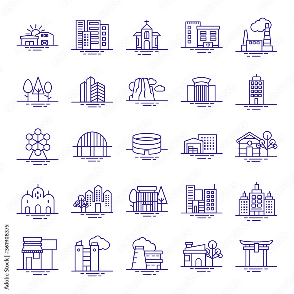 bundle of city set icons
