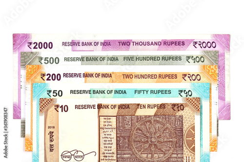 New Indian currency of 2000,500,200,50 and 10 rupee notes