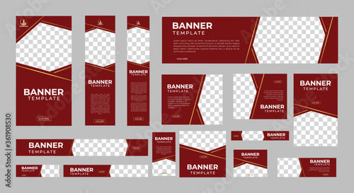 set of creative web banners of standard size with a place for photos. Business ad banner. Vertical, horizontal and square template. vector illustration EPS 10