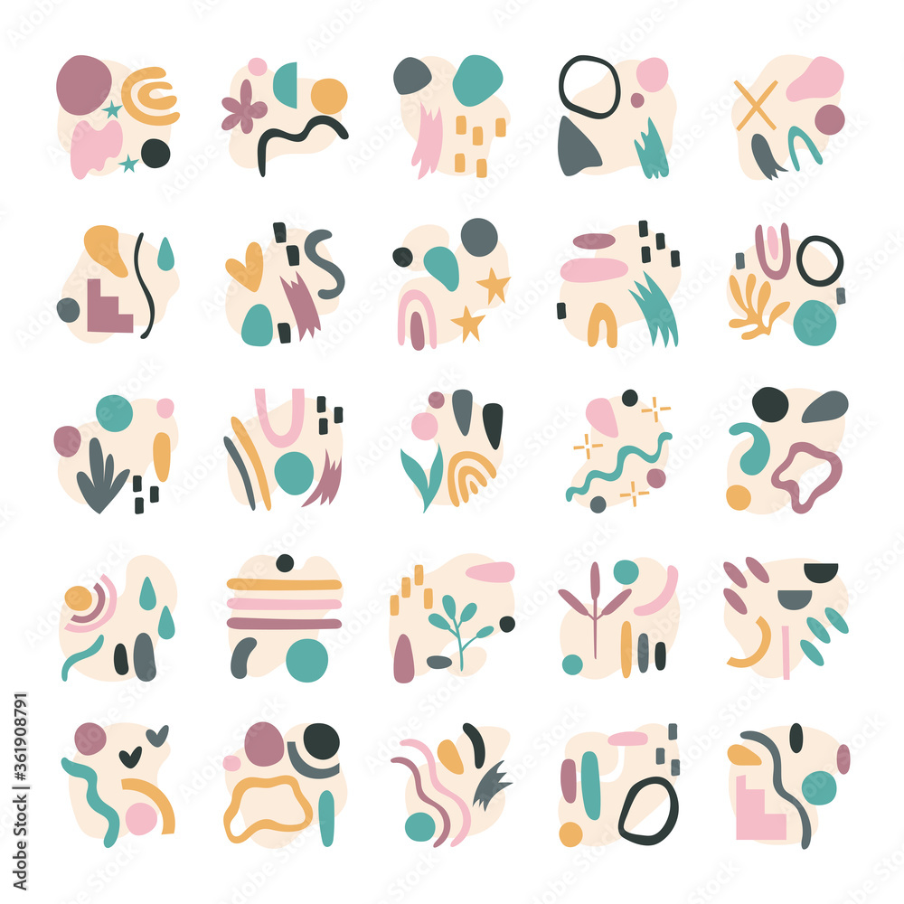 bundle of contemporary arts works set icons bundle of contemporary arts works set icons