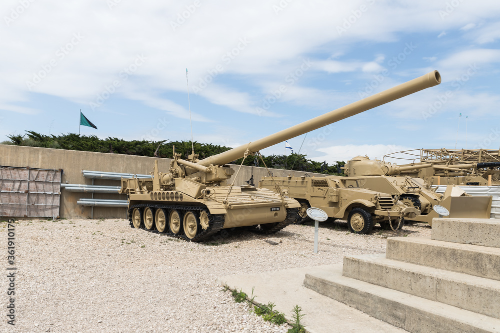 Self-propelled artillery rifle is on the Memorial Site near the Armored Corps Museum in Latrun, Israel