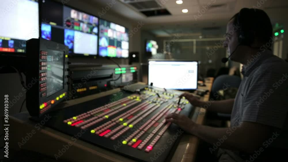 Director broadcast video mixer operation - dolly track 