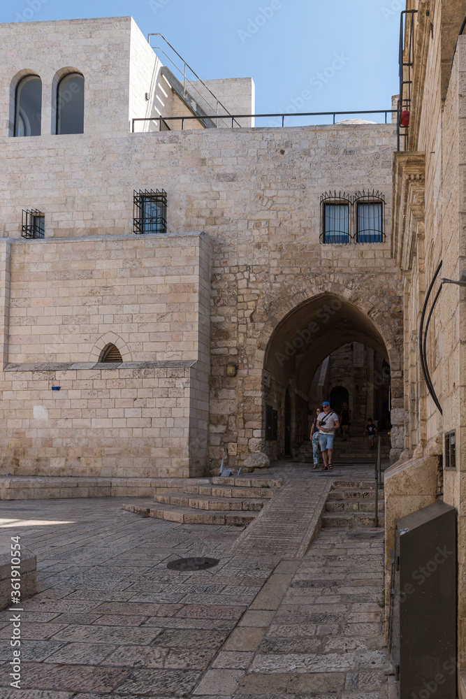 Quiet street in the Jewish quarter in the Old City in Jerusalem, Israel
