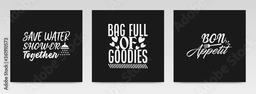 Tote bag and sign making quotes letter typography set illustration.