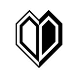 Initial letter heart half geometric negative space logo vector