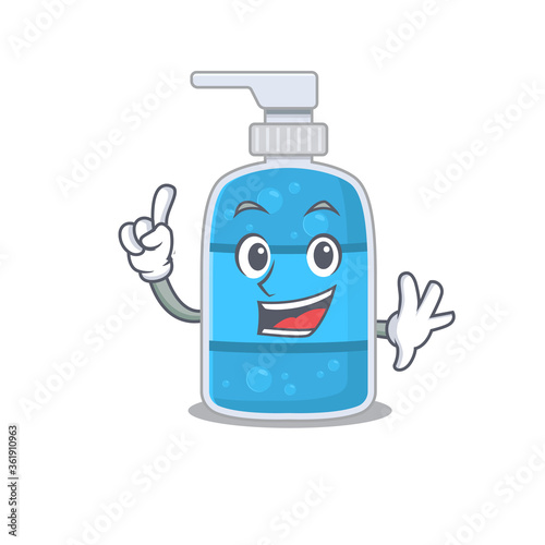 Hand wash gel caricature design style with one finger gesture